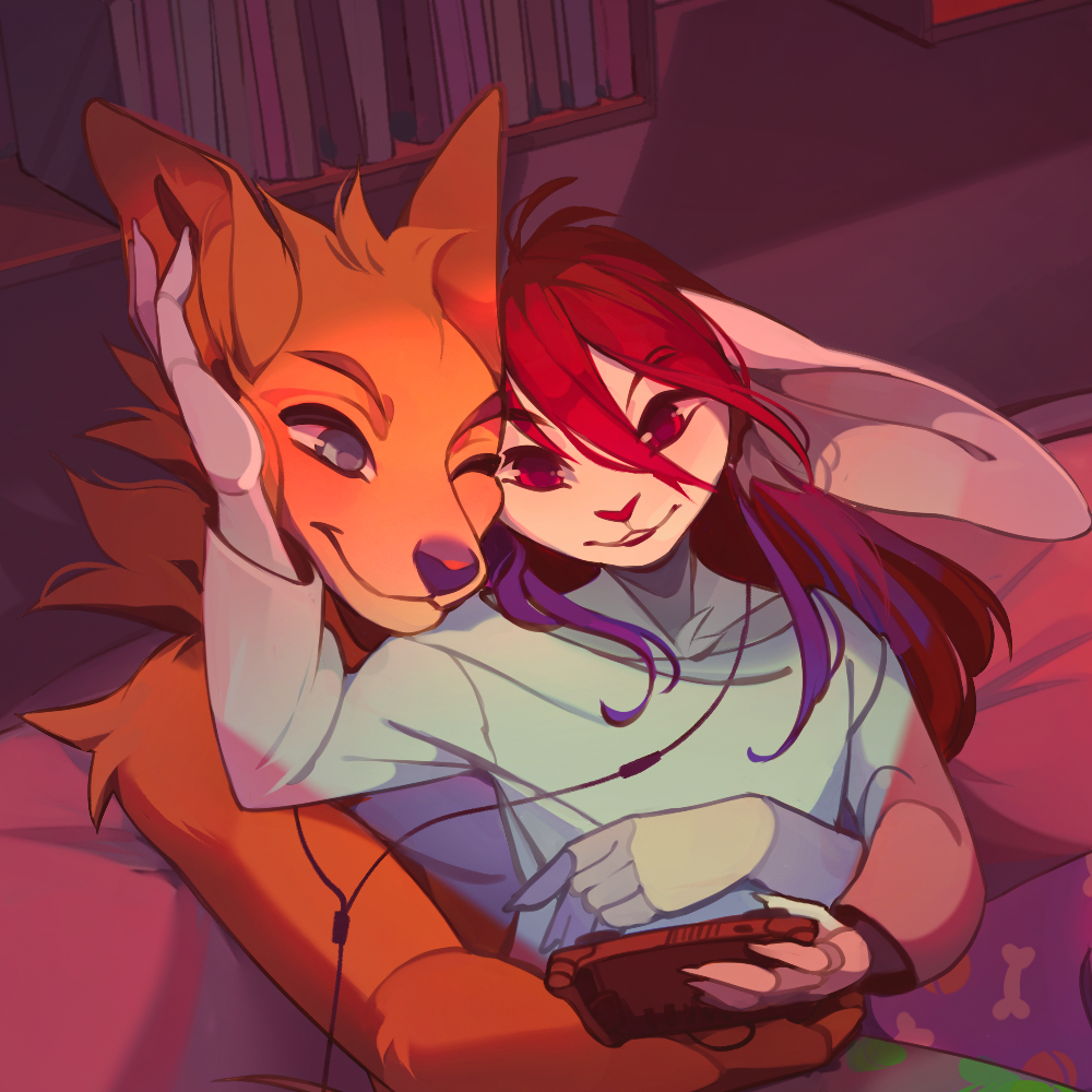 Mari and Basket holding the steamdeck