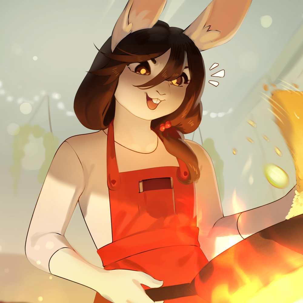 Mari and Duke cooking