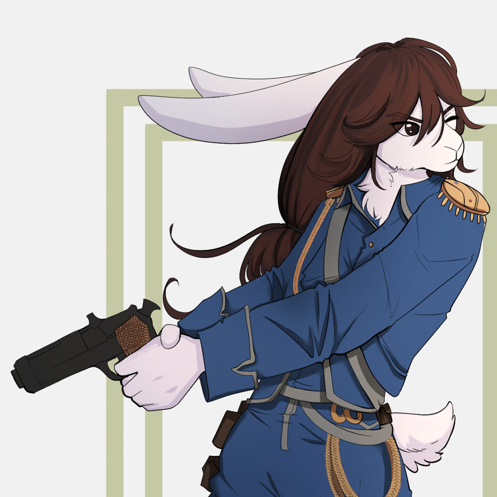 Mari dressed as a member of the State Military