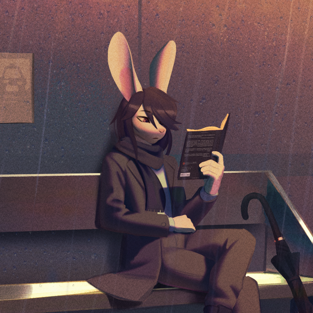 Mari sitting at a tram stop