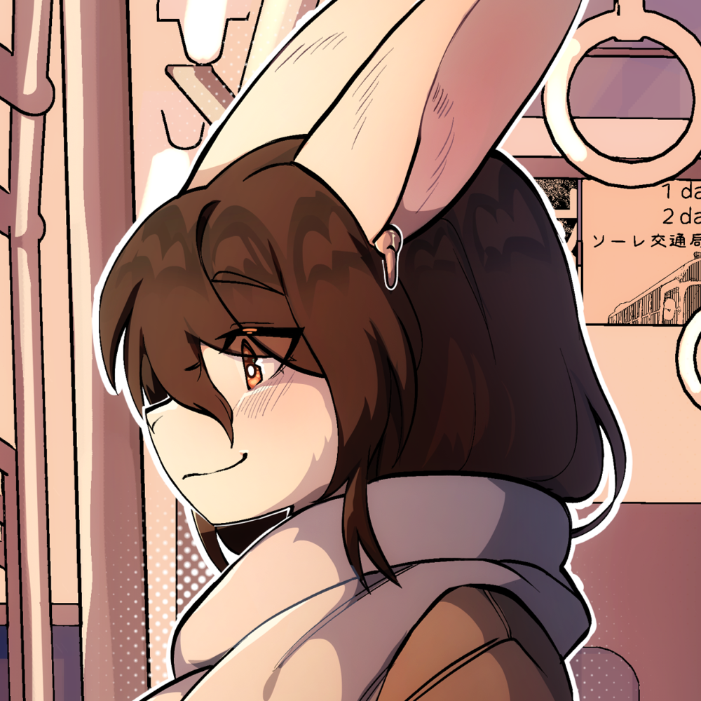 Mari listening to music on the train