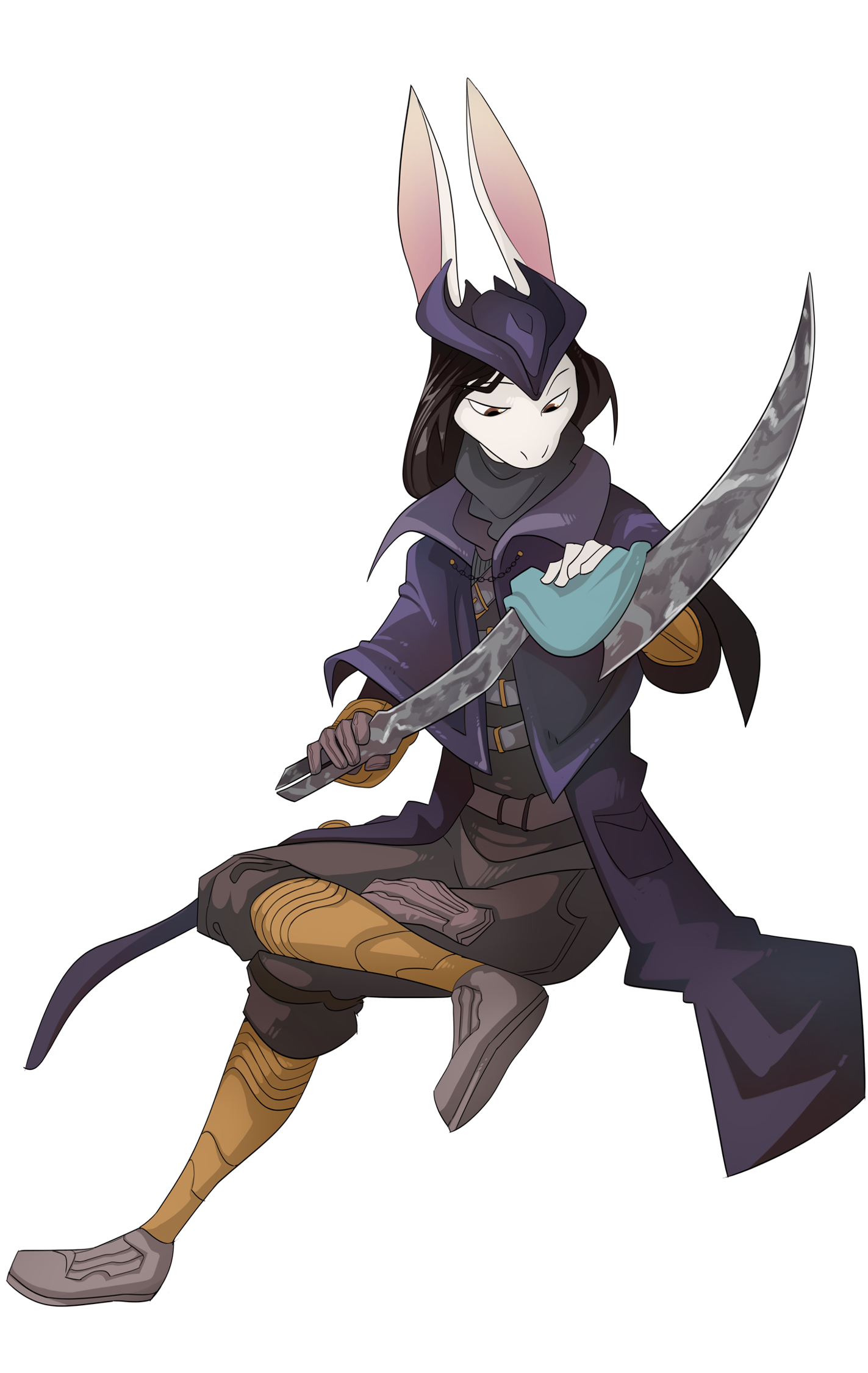 Mari cleaning his blade